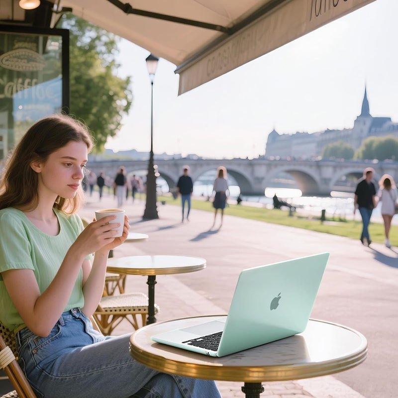 Eoocoo حافظة متوافقة مع ماك بوك إير 13 بوصة 2026 2025-2022 طراز M4 M3 M2 A3240 A3113 A2681، ماك إير 13.6 بوصة غلاف صلب شفاف وغطاء لوحة مفاتيح وفيلم شاشة وType-C، كريستال سيج - Image 4